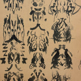 Skulls, Bodies, Butterflies: Two Pages of Evocative Earlyish 20th Century School Work Ink Blot Exercises