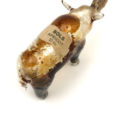 Internally Crusty C. 1930s Bols Apricot Blown Glass Rhino Bottle (with Owl Box)