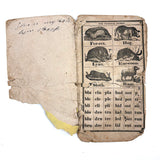 Scarce, Wonderful, Much Worn and Torn 1844 New National Primer with Hand-sewn Repair Everywhere