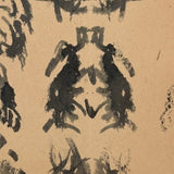 Skulls, Bodies, Butterflies: Two Pages of Evocative Earlyish 20th Century School Work Ink Blot Exercises