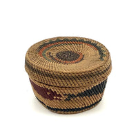 Macah Northwest Coast Native American Bear Grass Basket with Whales