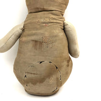 Much Loved Old Handmade Rag Bunny with Many Darned Spots