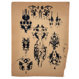 Skulls, Bodies, Butterflies: Two Pages of Evocative Earlyish 20th Century School Work Ink Blot Exercises