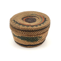 Macah Northwest Coast Native American Bear Grass Basket with Whales