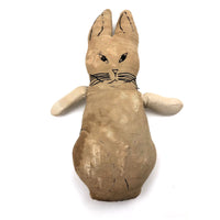 Much Loved Old Handmade Rag Bunny with Many Darned Spots