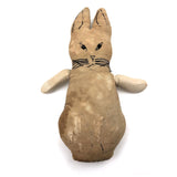 Much Loved Old Handmade Rag Bunny with Many Darned Spots