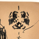 Skulls, Bodies, Butterflies: Two Pages of Evocative Earlyish 20th Century School Work Ink Blot Exercises