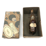Internally Crusty C. 1930s Bols Apricot Blown Glass Rhino Bottle (with Owl Box)