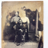 Portrait of a Trio with Curtain and Shadows, Wonderfully Ghostly Antique Real Photo Postcard