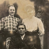 Portrait of a Trio with Curtain and Shadows, Wonderfully Ghostly Antique Real Photo Postcard
