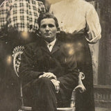 Portrait of a Trio with Curtain and Shadows, Wonderfully Ghostly Antique Real Photo Postcard
