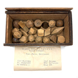 Unusual and Wonderful 19th Century Set of Miniature Geometric Solids in 19th Century Signed Dovetailed Box