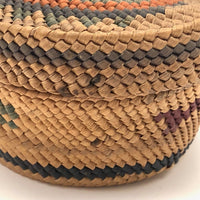 Macah Northwest Coast Native American Bear Grass Basket with Whales