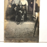 Portrait of a Trio with Curtain and Shadows, Wonderfully Ghostly Antique Real Photo Postcard