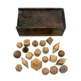 Unusual and Wonderful 19th Century Set of Miniature Geometric Solids in 19th Century Signed Dovetailed Box