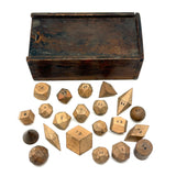 Unusual and Wonderful 19th Century Set of Miniature Geometric Solids in 19th Century Signed Dovetailed Box
