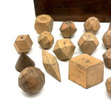 Unusual and Wonderful 19th Century Set of Miniature Geometric Solids in 19th Century Signed Dovetailed Box