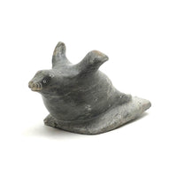 Marvelous Isah Papialuk (Povungnituk Inuit) 1985 Carved Stone "Winged" Seal