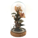 Victorian Wax Roses in Hand-blown Glass Dome