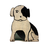 Deco Doggy, Sharp Old Black and White Painted Wooden Folk Art Doorstop