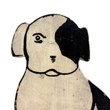 Deco Doggy, Sharp Old Black and White Painted Wooden Folk Art Doorstop