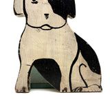 Deco Doggy, Sharp Old Black and White Painted Wooden Folk Art Doorstop