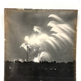Fourth of July, Very Beautiful Antique Silver Print Photo of Exploding Fireworks with Horizon of Spectators