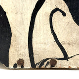 Deco Doggy, Sharp Old Black and White Painted Wooden Folk Art Doorstop
