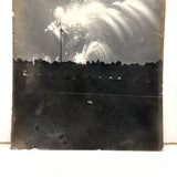 Fourth of July, Very Beautiful Antique Silver Print Photo of Exploding Fireworks with Horizon of Spectators