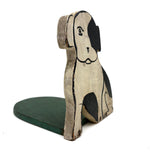 Deco Doggy, Sharp Old Black and White Painted Wooden Folk Art Doorstop