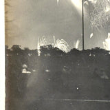 Fourth of July, Very Beautiful Antique Silver Print Photo of Exploding Fireworks with Horizon of Spectators