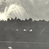 Fourth of July, Very Beautiful Antique Silver Print Photo of Exploding Fireworks with Horizon of Spectators