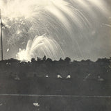 Fourth of July, Very Beautiful Antique Silver Print Photo of Exploding Fireworks with Horizon of Spectators