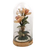Victorian Wax Roses in Hand-blown Glass Dome