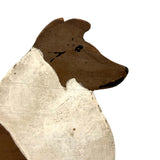 Proud Collie, c. 1930s-40s Painted Folk Art Cutout on Base