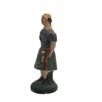 Tiny Antique Painted Papier Mache Woman with Wonderful Face, Presumed German