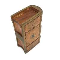 Hearts, Stars, Spades, Diamonds, Antique Spruce Gum Box with Chip Carving and Gold Paint