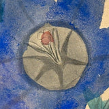 Ixia, Milla, Blue Babiana, Exuberantly Watercolored Antique Botanical Print, Framed