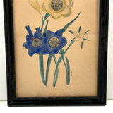 Ixia, Milla, Blue Babiana, Exuberantly Watercolored Antique Botanical Print, Framed