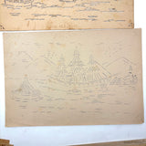 For the Kindergarten, Drawing Made Easy, Complete c. 1890 Drawing Stencil Set with Many Drawings