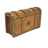 Hearts, Stars, Spades, Diamonds, Antique Spruce Gum Box with Chip Carving and Gold Paint