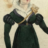 1821 Derby Archery Society Archeress Watercolor Miniature in Period Frame
