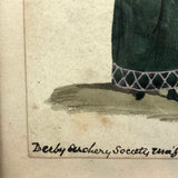 1821 Derby Archery Society Archeress Watercolor Miniature in Period Frame