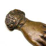 Solid Bronze Hand with Ring and Cuff, Lovely Large Victorian Paperweight