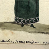 1821 Derby Archery Society Archeress Watercolor Miniature in Period Frame