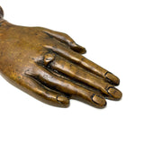 Solid Bronze Hand with Ring and Cuff, Lovely Large Victorian Paperweight