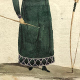 1821 Derby Archery Society Archeress Watercolor Miniature in Period Frame