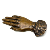 Solid Bronze Hand with Ring and Cuff, Lovely Large Victorian Paperweight