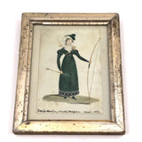 1821 Derby Archery Society Archeress Watercolor Miniature in Period Frame