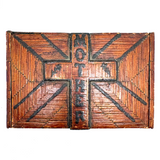 MOTHER, Extra Folky Old Match Stick Tramp Art Box with Polka Dot Interior and Rich Patina